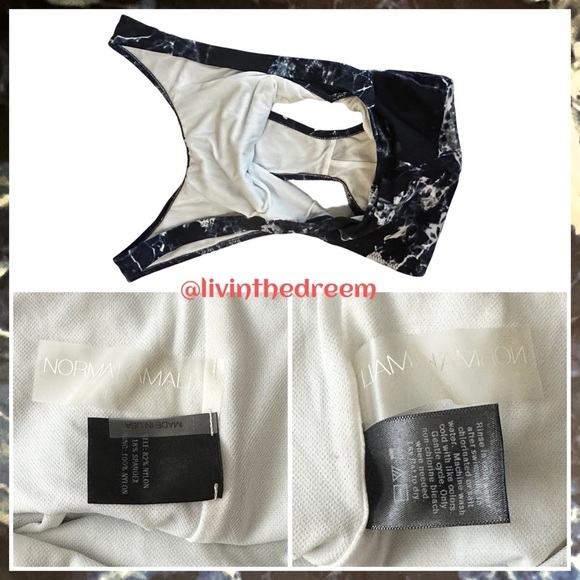 NORMA KAMALI Marissa Swimsuit Blue/ Black Marble SZ M $175 - Picture 13 of 13